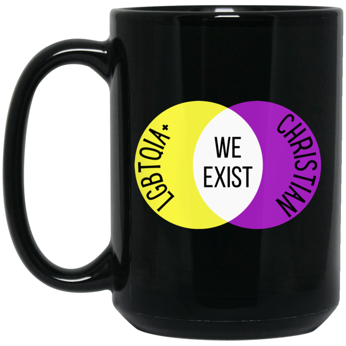 'We Exist' [Intersex Flag Colors] XL Mug