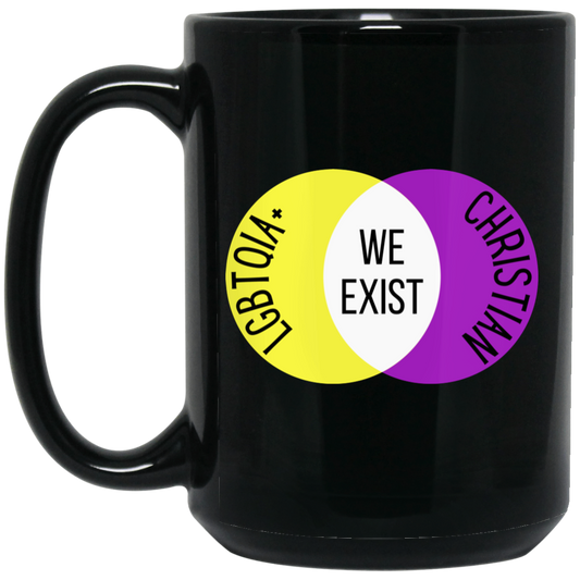 'We Exist' [Intersex Flag Colors] XL Mug