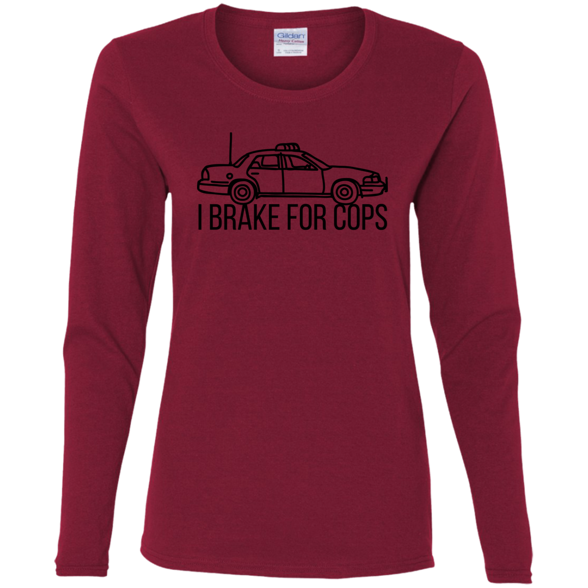 'I Brake For Cops' Fitted Long Sleeve