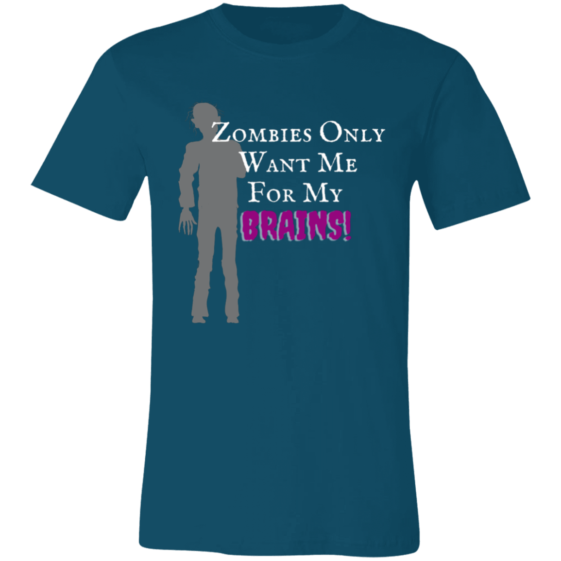 'Zombies Only Want Me For My Brains' Purple Type Soft Tee