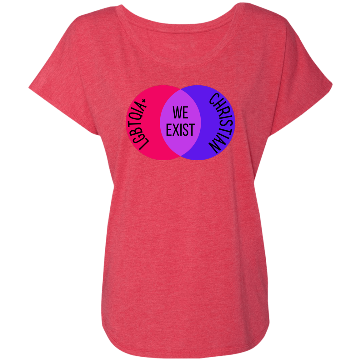 'We Exist' [Bi Flag Colors] Dolman Sleeve