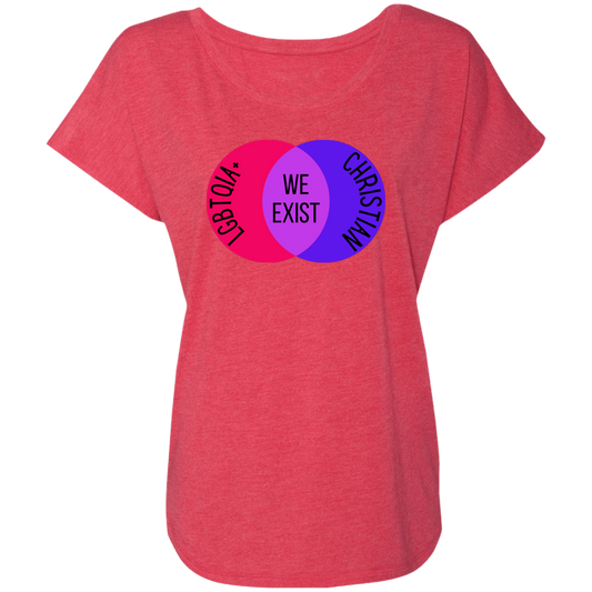 'We Exist' [Bi Flag Colors] Dolman Sleeve