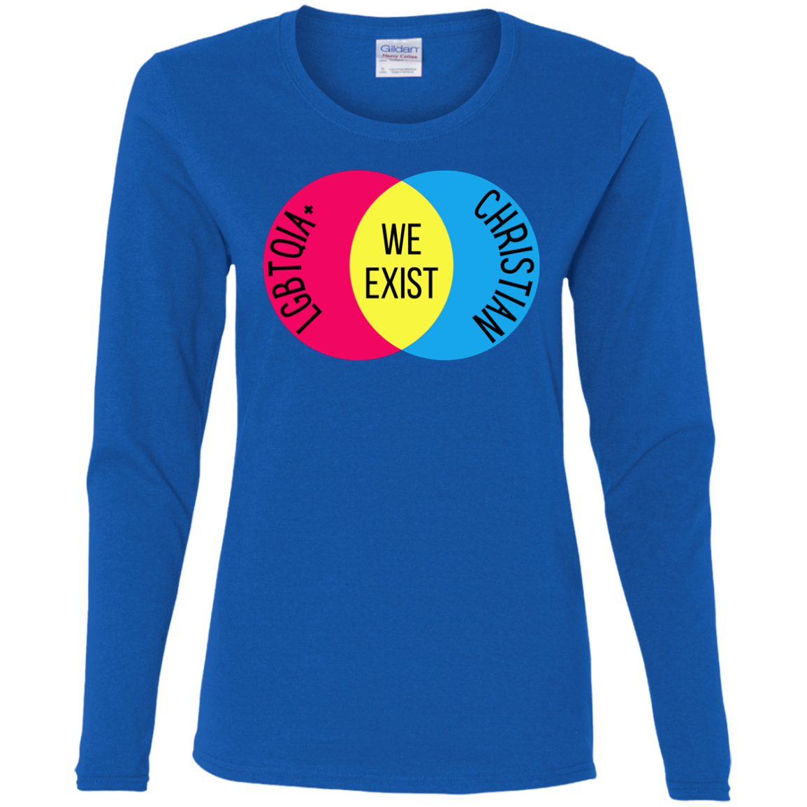 'We Exist' [Pansexual Flag Colors] Fitted Long Sleeve