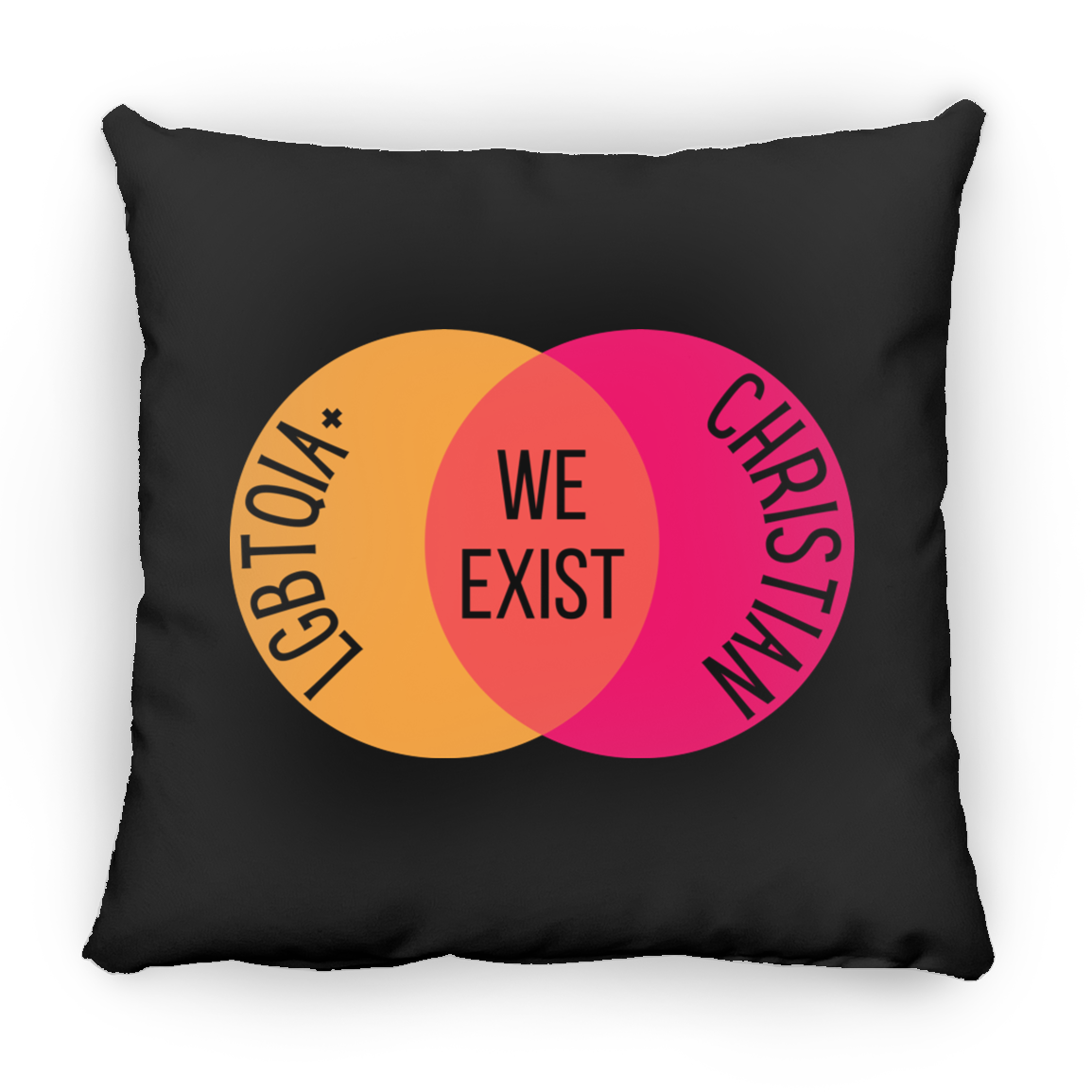 'We Exist' [Lesbian Flag Colors] Pillow