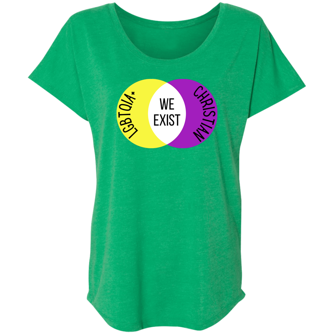 'We Exist' [Intersex Flag Colors] Dolman Sleeve