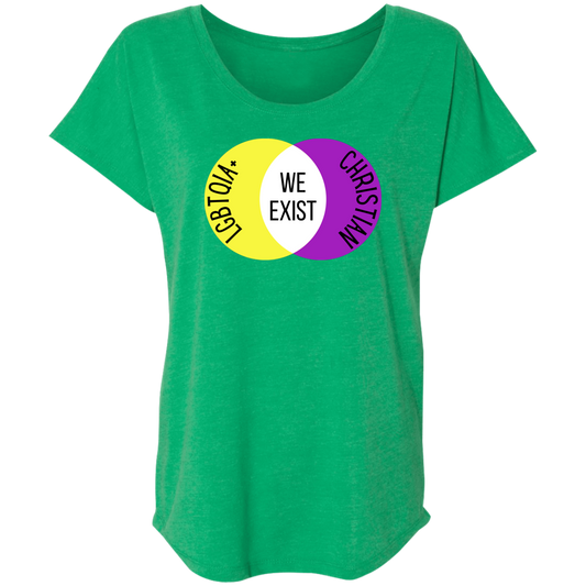 'We Exist' [Intersex Flag Colors] Dolman Sleeve