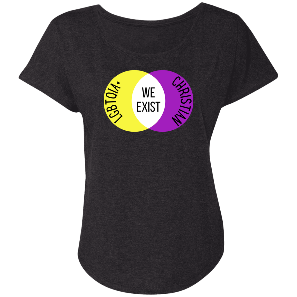 'We Exist' [Intersex Flag Colors] Dolman Sleeve