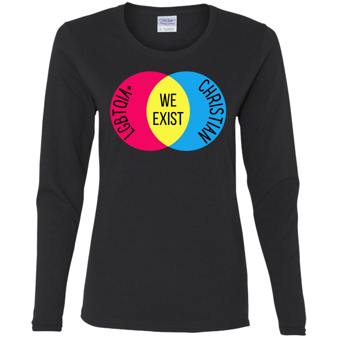 'We Exist' [Pansexual Flag Colors] Fitted Long Sleeve