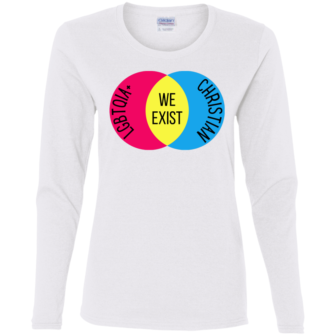 'We Exist' [Pansexual Flag Colors] Fitted Long Sleeve