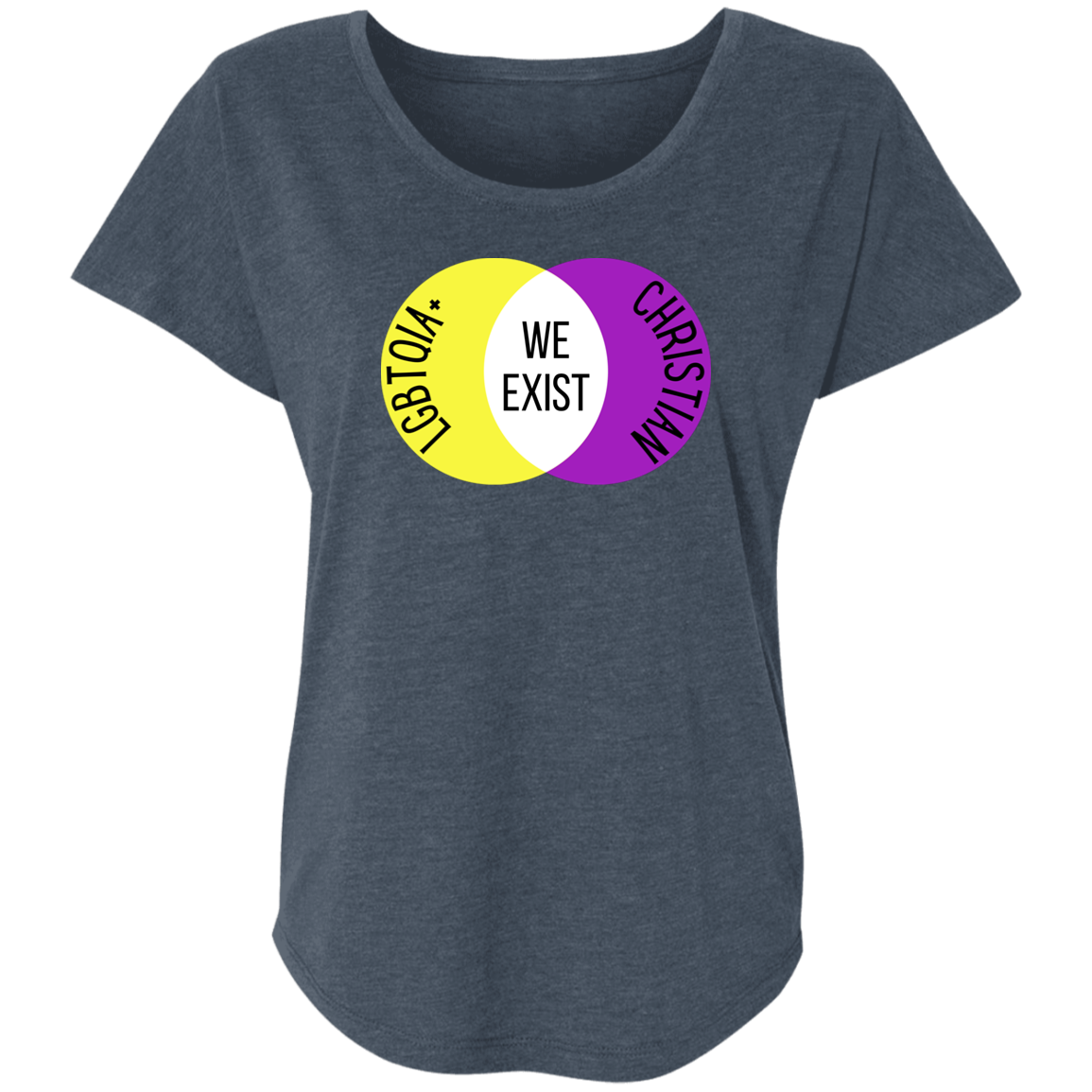 'We Exist' [Intersex Flag Colors] Dolman Sleeve