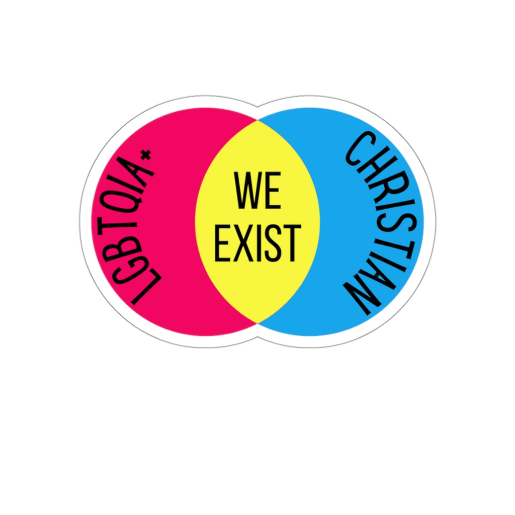 'We Exist' [Pansexual Flag Colors] Die-Cut Sticker