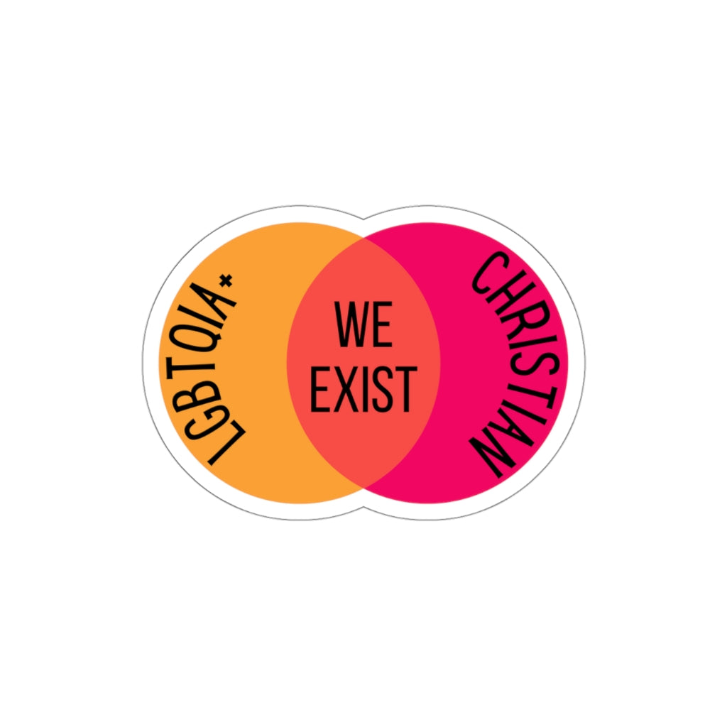 'We Exist' [Lesbian Flag Colors] Die-Cut Sticker