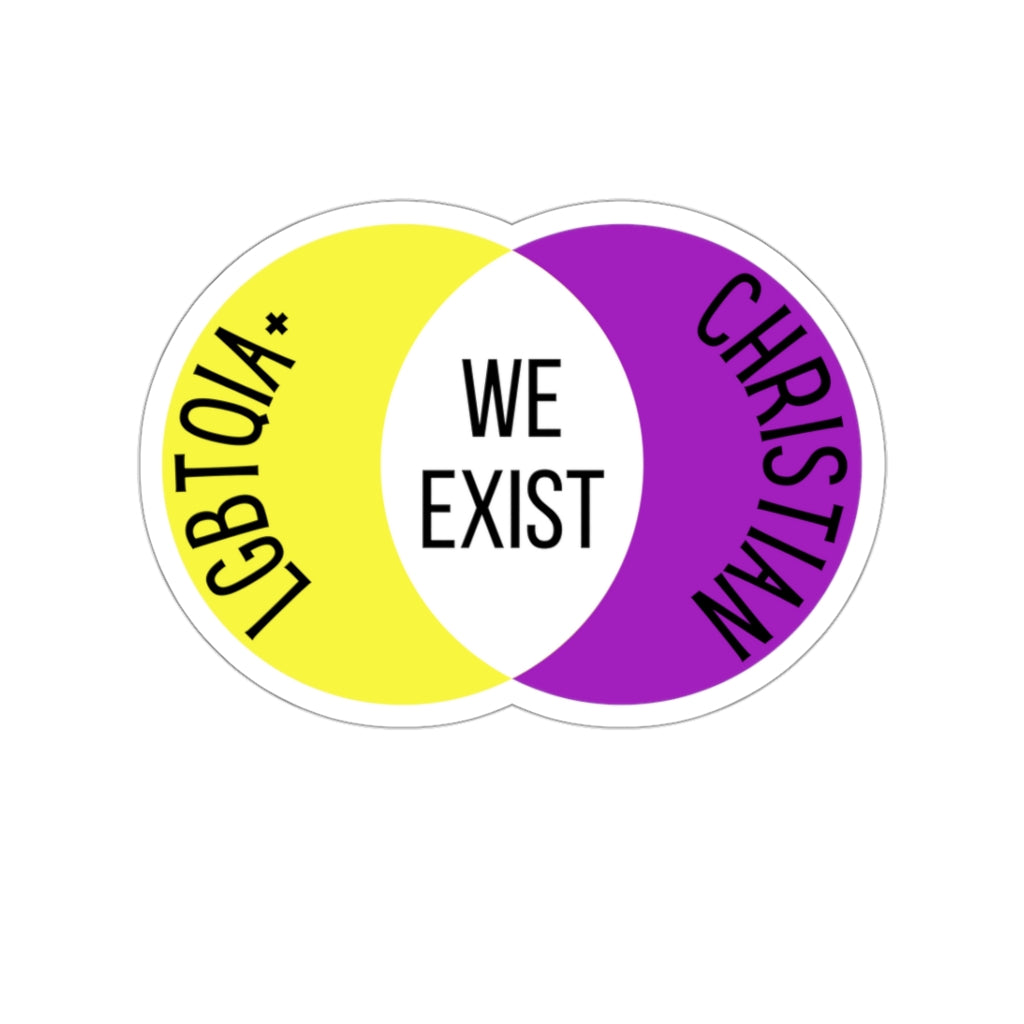 'We Exist' [Intersex Flag Colors] Die-Cut Sticker