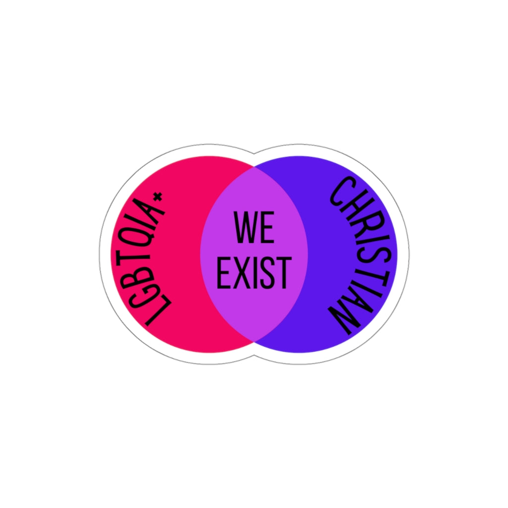 'We Exist' [Bisexual Flag Colors] Die-Cut Sticker