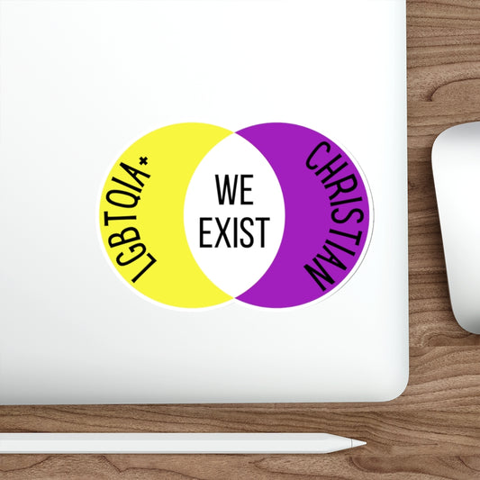 'We Exist' [Intersex Flag Colors] Die-Cut Sticker