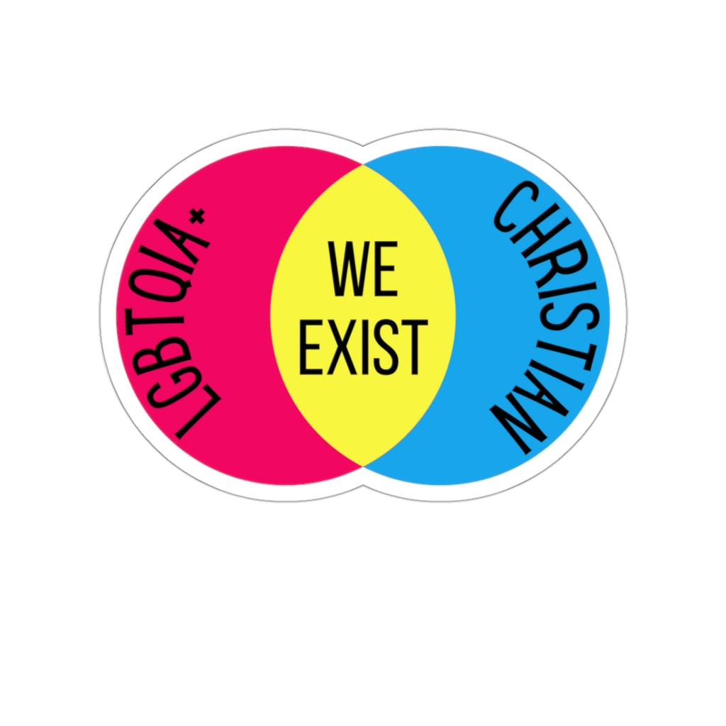 'We Exist' [Pansexual Flag Colors] Die-Cut Sticker