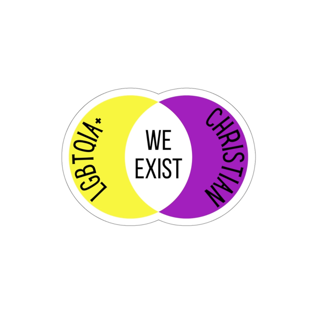 'We Exist' [Intersex Flag Colors] Die-Cut Sticker